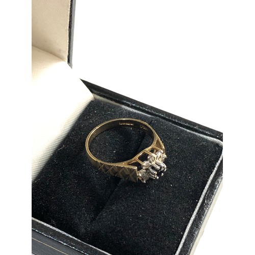 161 - 9ct Gold diamond and sapphire ring, ring size approx L weight approx 1.7g