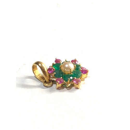 171 - 18ct gold emerald and ruby pendant