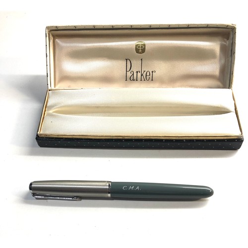 587 - Vintage Parker 51 pen boxed pen  engraved initials