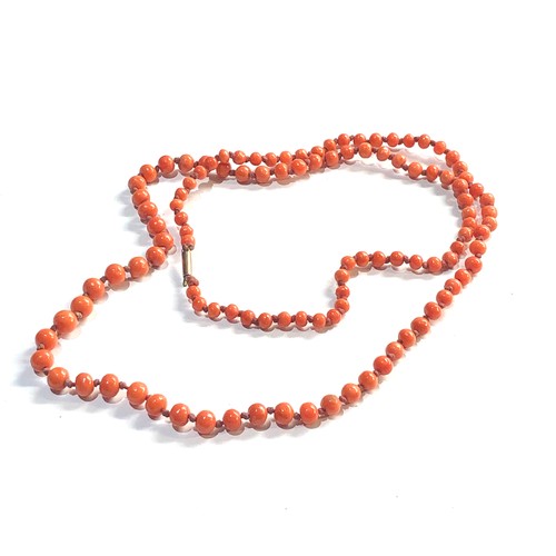 14 - 9ct gold clasp coral bead necklace