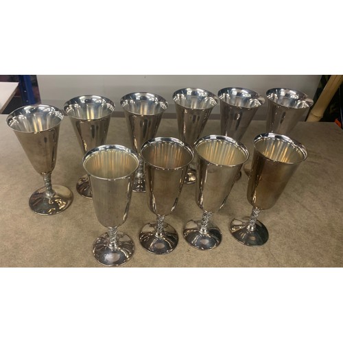 37 - 4 Silverplated Falstaff goblets, 6 Cortaga goblets