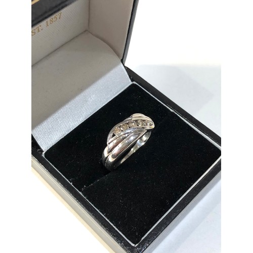 239 - 9ct white gold champagne diamond ring weight 3.4g