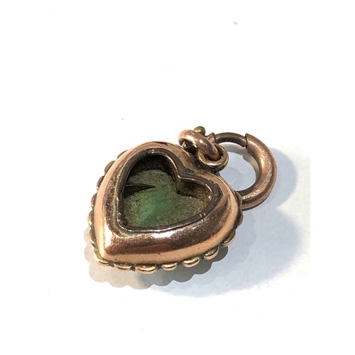 119 - Antique jade and pearl heart locket pendant measures approx 2.4cm by 1.7cm not including large link ... 