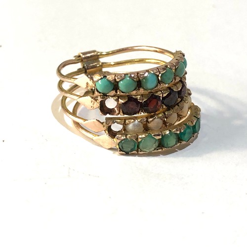 102 - 14ct gold puzzled gemstone band ring missing stones weight 3.8g