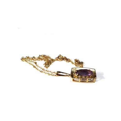 174 - 9ct gold amethyst pendant necklace 6.7g