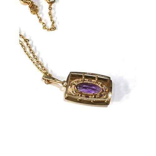 174 - 9ct gold amethyst pendant necklace 6.7g