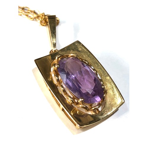 174 - 9ct gold amethyst pendant necklace 6.7g