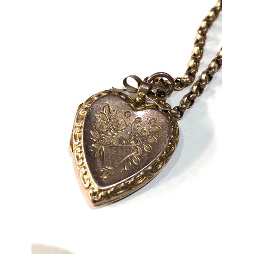 194 - gold heart locket and chain 7.8g