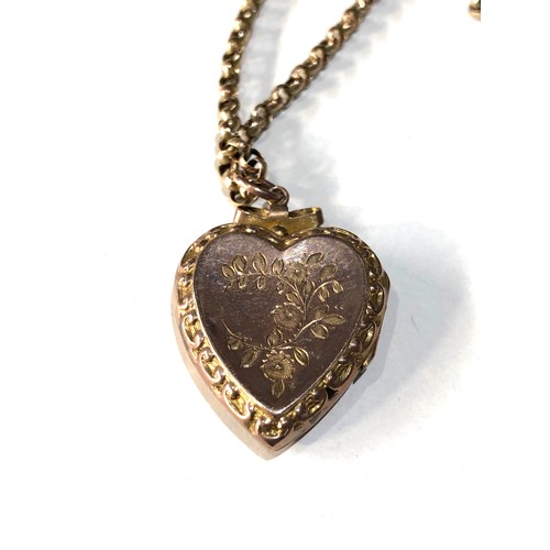 194 - gold heart locket and chain 7.8g