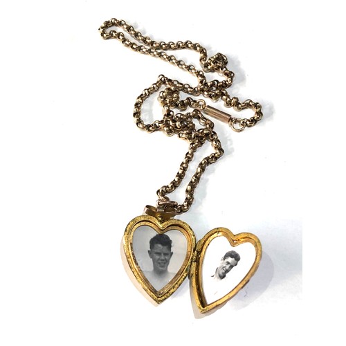 194 - gold heart locket and chain 7.8g