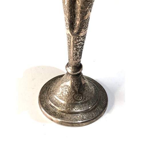 23 - Persian silver flower vase height 14cm weight 76g