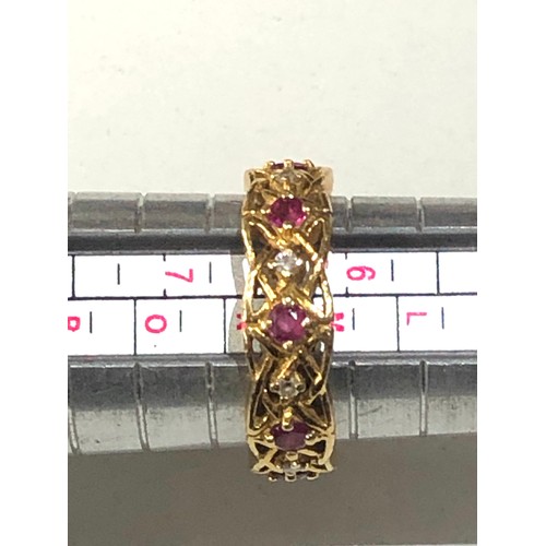 50 - Vintage diamond and ruby ring set all around with rubies and diamonds weight 6g