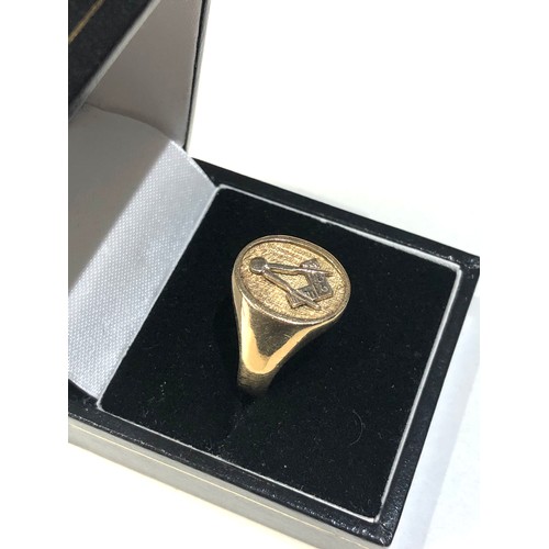 68 - Vintage 9ct gold gents masonic ring weight 8.3g