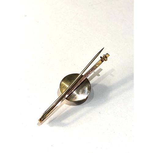 75 - Antique 9ct gold and agate pin brooch hallmarked 9ct measures approx 6cm long centre measures approx... 