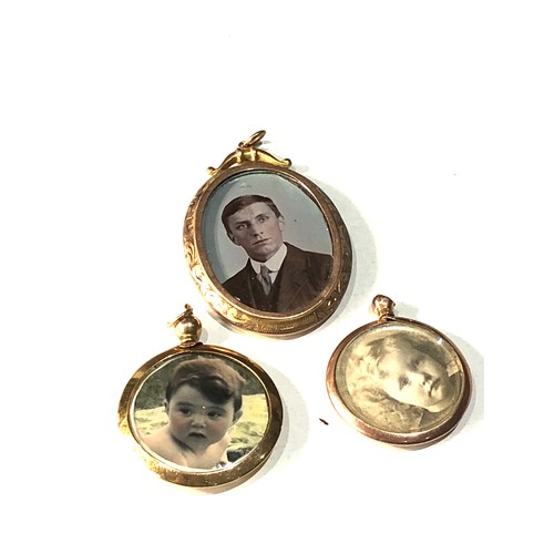 84 - 3 antique gold framed picture pendants