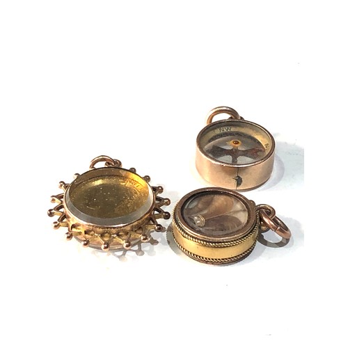 90 - 3 antique gold fobs includes compass fob  mourning pendant and coin fob all in good condition total ... 