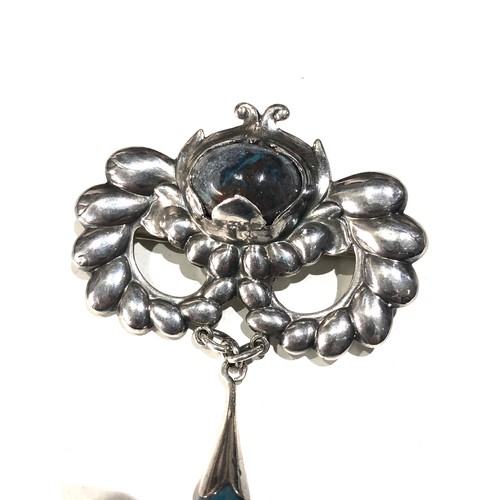 238 - Vintage Marius Hammer silver and stone set brooch measures approx 7.4cm drop by 5cm wide