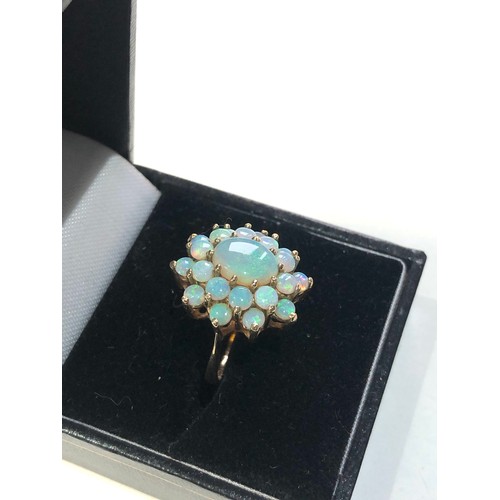 151 - 9ct gold opal cluster ring 4.2g weight