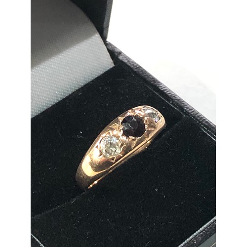 158 - Antique 9ct gold diamond and garnet gypsy ring weight 3.5g