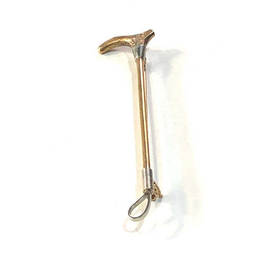 191 - Vintage 9ct gold riding crop pin brooch 3.4g