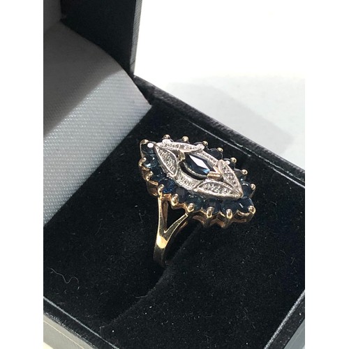 179 - 9ct gold sapphire marquis ring weight 3.8g