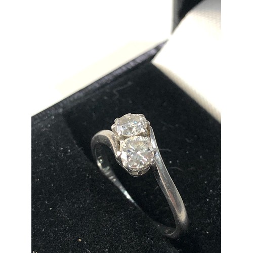 130 - 18ct gold diamond ring each diamond measures approx 4.2mm dia engraved to inside of band