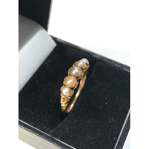 203 - Victorian 15ct gold pearl ring weight 1.9g