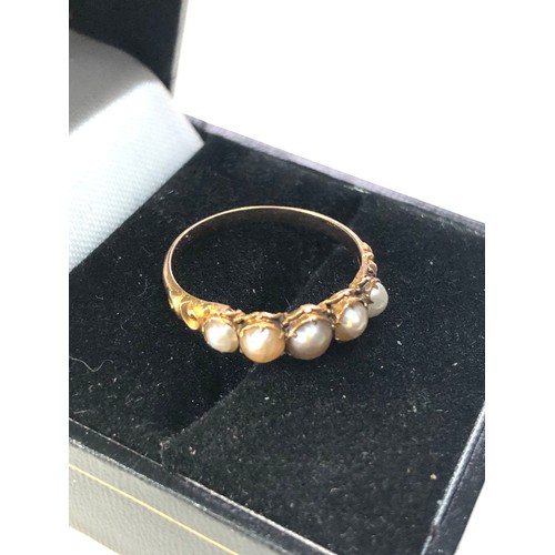 203 - Victorian 15ct gold pearl ring weight 1.9g