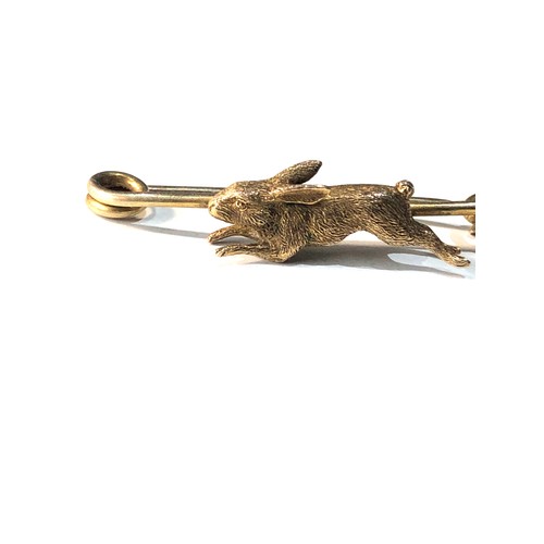 227 - Vintage 9ct gold rabbit brooch 4g