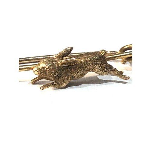 227 - Vintage 9ct gold rabbit brooch 4g