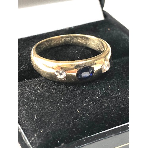 275 - 18ct gold diamond and sapphire gypsy ring weight 4g