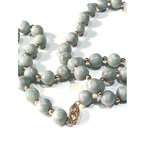 168 - 14ct gold jade necklace