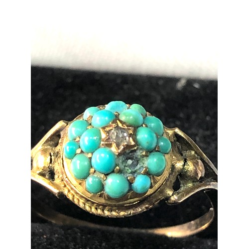 124 - Antique 9ct gold and turquoise ring missing stone