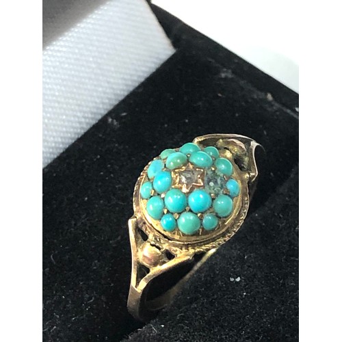 124 - Antique 9ct gold and turquoise ring missing stone