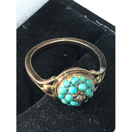 124 - Antique 9ct gold and turquoise ring missing stone