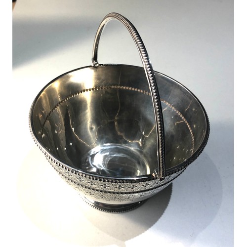 9 - Victorian silver basket measures approx 12.5cm dia height not including handle 7.5cm weight 190g