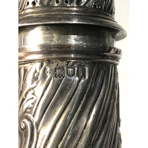 13 - Large antique silver sugar caster measures approx 25cm tall weight 200g London silver hallmarks