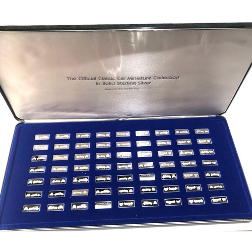 22 - Boxed set of 100 years of motoring sterling silver classic car miniature collection approx 63 pieces