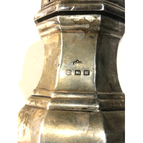 14 - Silver sugar caster measures approx height 19cm weight 120g Birmingham silver hallmarks