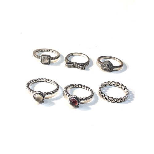 257 - 6 silver pandora rings