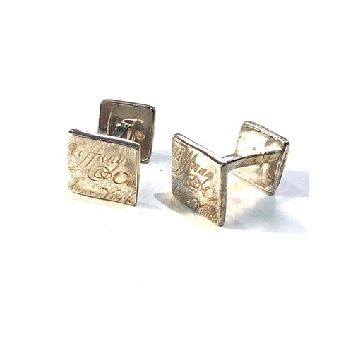 267 - Tiffany & Co sterling silver notes Square script cufflink unisex