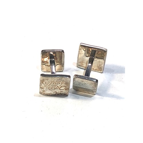 267 - Tiffany & Co sterling silver notes Square script cufflink unisex