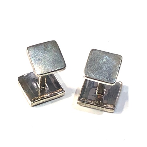 267 - Tiffany & Co sterling silver notes Square script cufflink unisex