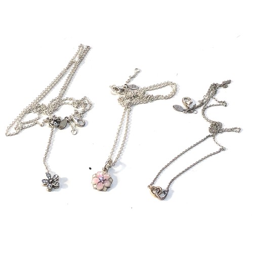 258 - 3 silver pandora necklaces