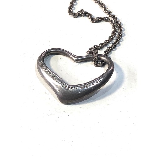 280 - Silver Tiffany & Co heart pendant and chain used condition