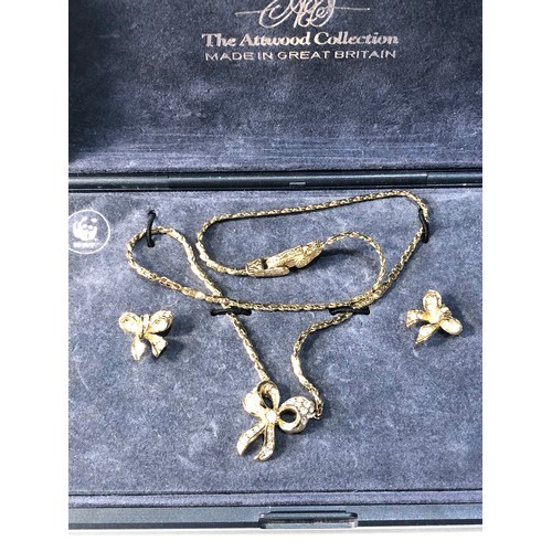 304 - Boxed Attwood and sawyer necklace and earring set good condition