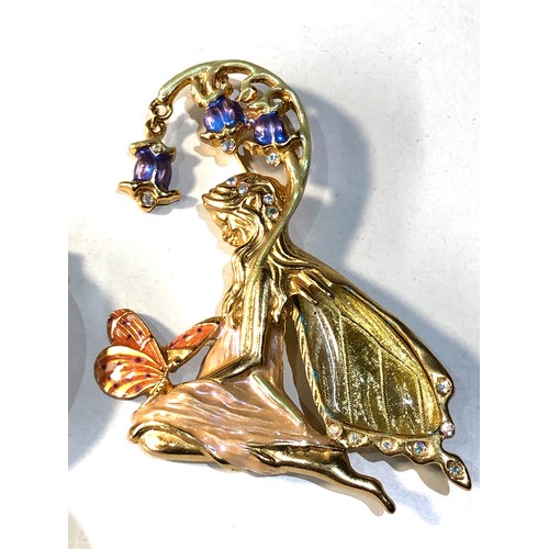 308 - 2 Kirks Folly brooches bluebell fairy and 1 other both signed largest measures approx 7.8cm by 5.3cm... 