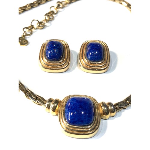 328 - Vintage Christian Dior stone set pendant necklace and earring set both in good condition