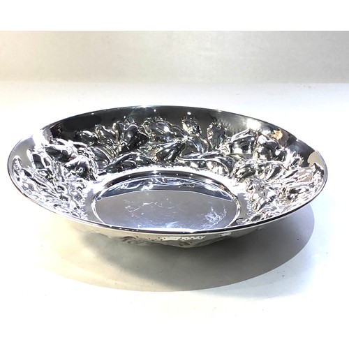 32 - Italian sterling 925 silver embossed  bowl measures approx 20cm dia height 3.8cm weight 180g