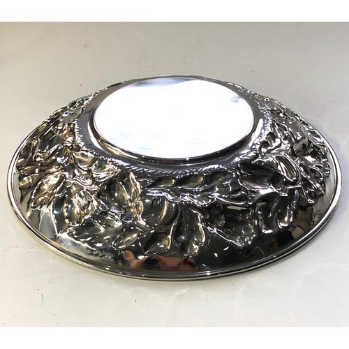 32 - Italian sterling 925 silver embossed  bowl measures approx 20cm dia height 3.8cm weight 180g